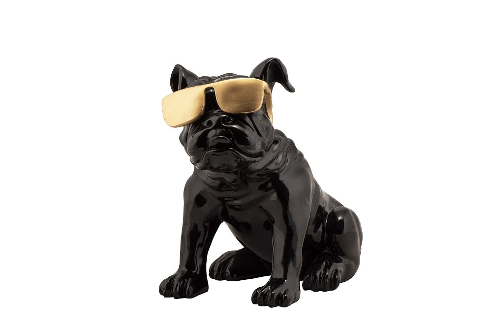 Bulldogge mit goldener Sonnenbrille