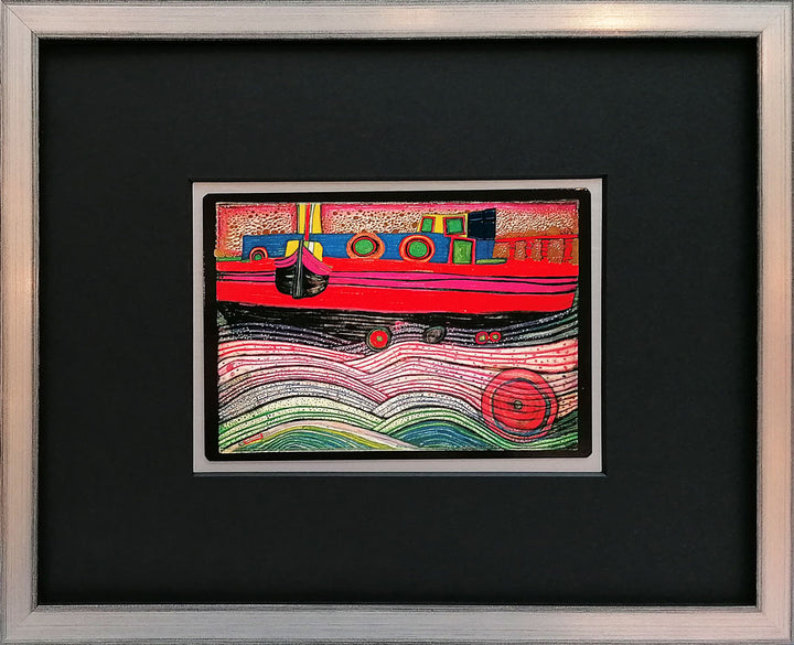 "Regentag auf Liebe Wellen" | Friedensreich Hundertwasser Miniprint mit Rahmen