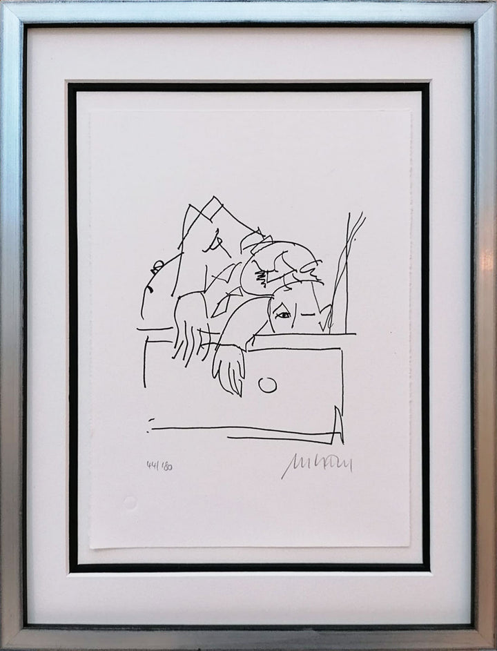 "Vater mit Sohn" | Armin Mueller-Stahl Glicée mit Rahmen und Museumsglas