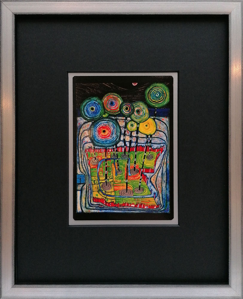 "Jardin Public" | Friedensreich Hundertwasser Miniprint mit Rahmen