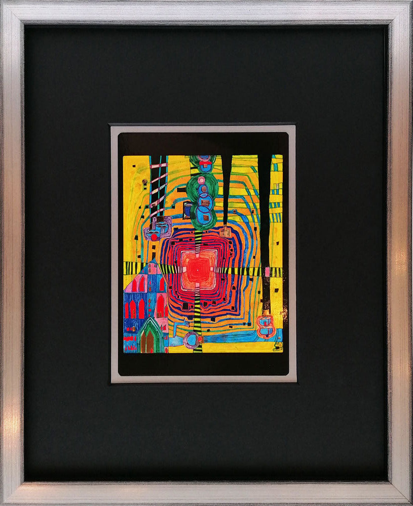 "Unendlichkeit ganz nahe" | Friedensreich Hundertwasser Miniprint mit Rahmen