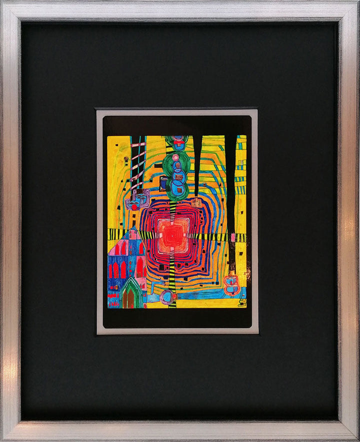 "Unendlichkeit ganz nahe" | Friedensreich Hundertwasser Miniprint mit Rahmen