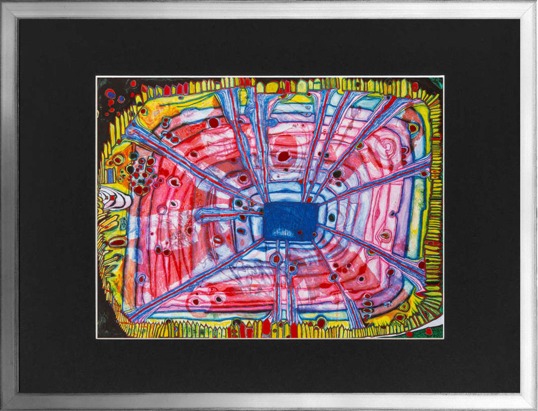 "Blutregen tropft in Japanisches Wasser das in einem Österreichischen Garten liegt" | Friedensreich Hundertwasser