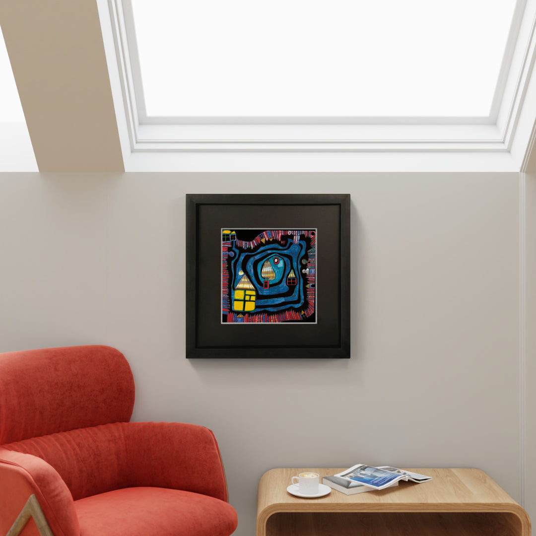 "Wasserend am Dac" | Friedensreich Hundertwasser mit Rahmen