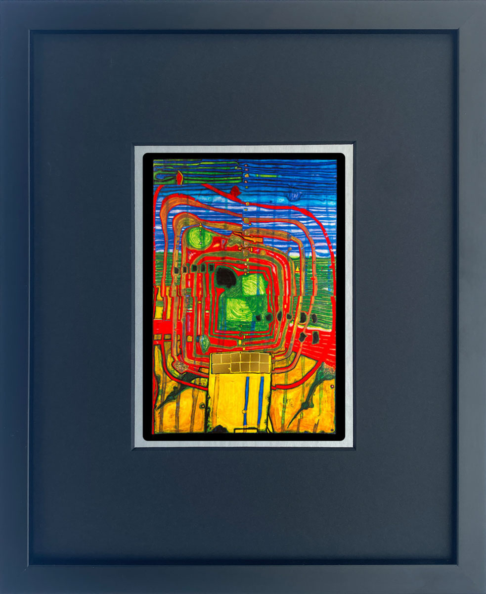 "Hommage Au Tachisme" | Friedensreich Hundertwasser Miniprint mit Rahmen