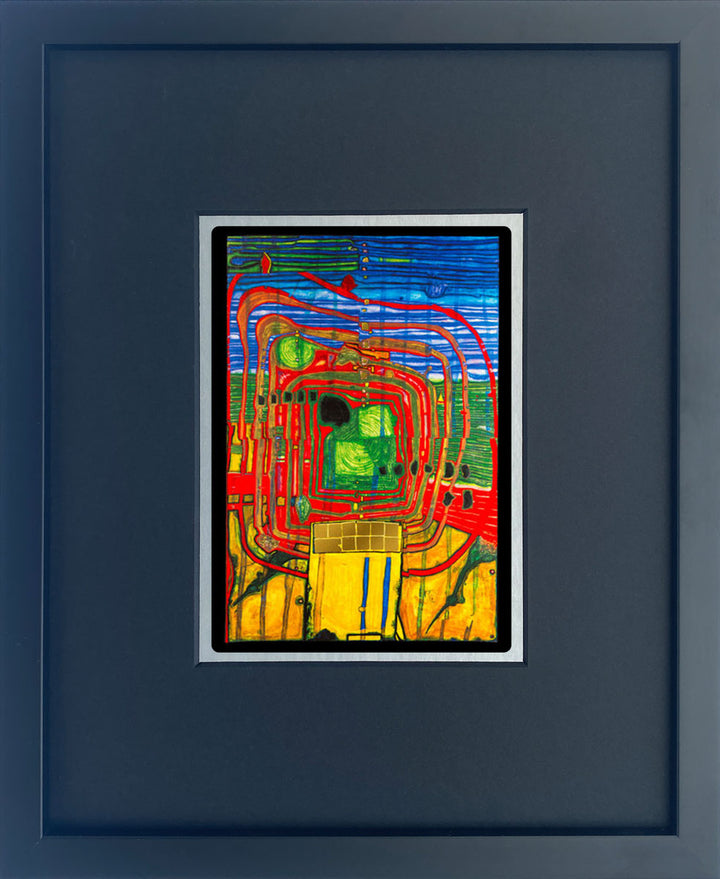 "Hommage Au Tachisme" | Friedensreich Hundertwasser Miniprint mit Rahmen