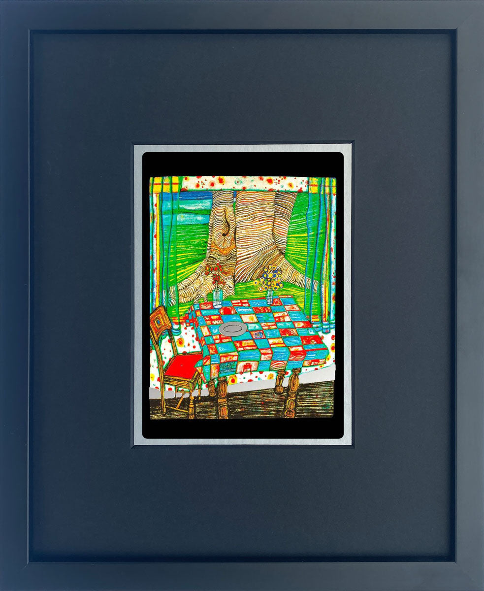 "Insel der verlorenen Wünsche" | Friedensreich Hundertwasser Miniprint mit Rahmen