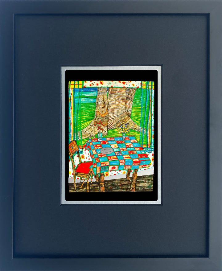 "Insel der verlorenen Wünsche" | Friedensreich Hundertwasser Miniprint mit Rahmen