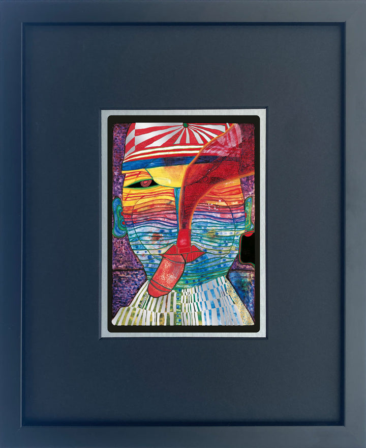"Smoking seamans's sunset" | Friedensreich Hundertwasser Miniprint mit Rahmen