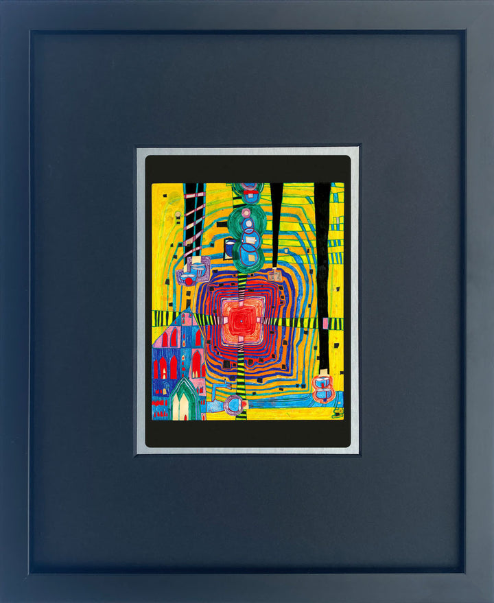 "Unendlichkeit ganz nahe" | Friedensreich Hundertwasser Miniprint mit Rahmen