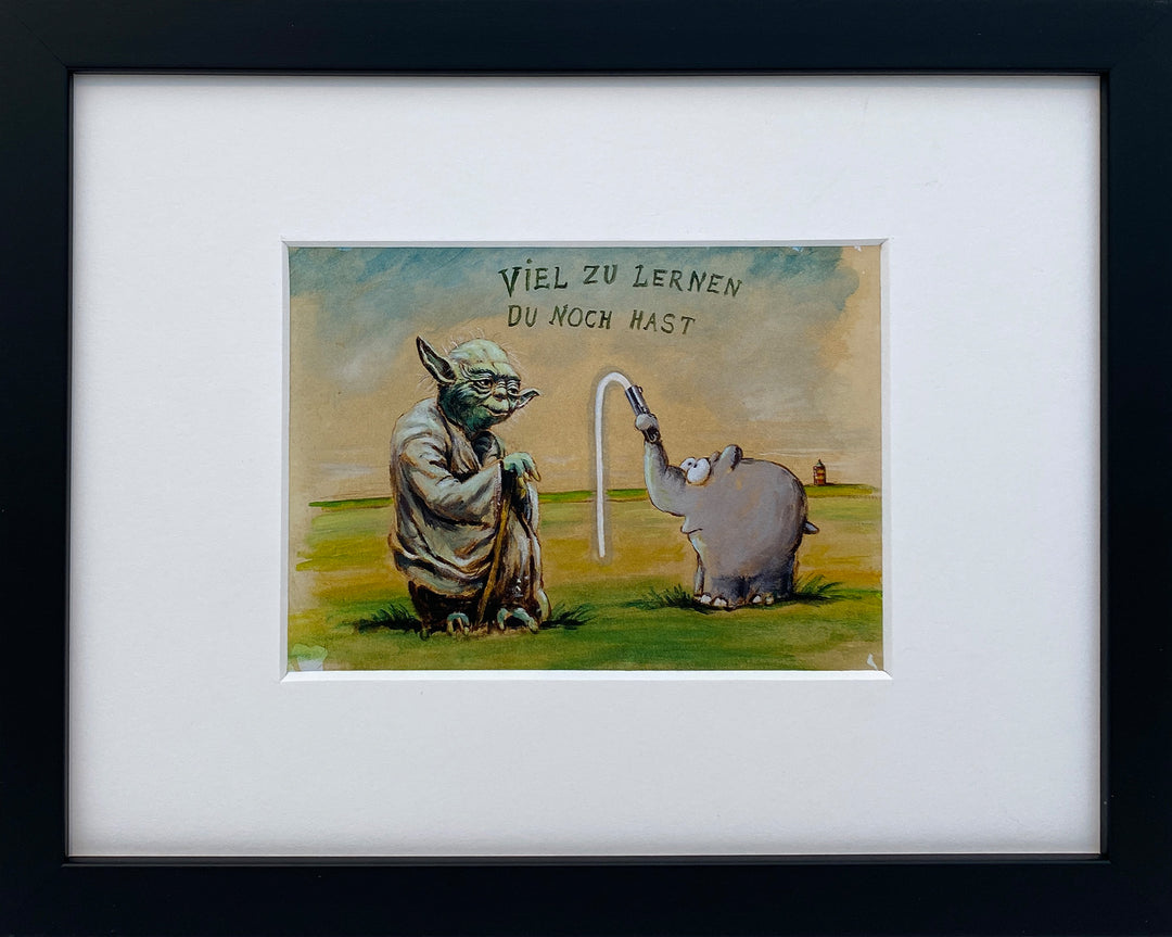 "Viel zu lernen du noch hast" | Otto Waalkes Miniprint mit Rahmen + Passepartout