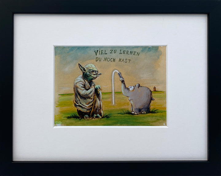 "Viel zu lernen du noch hast" | Otto Waalkes Miniprint mit Rahmen + Passepartout