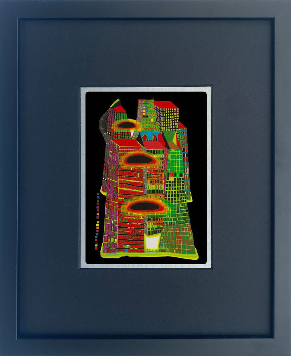 "Good morning city" | Friedensreich Hundertwasser Miniprint mit Rahmen
